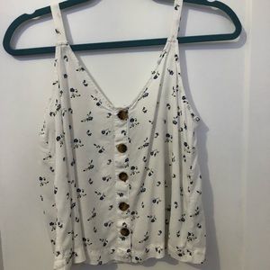 white tank top blue flowers tank top